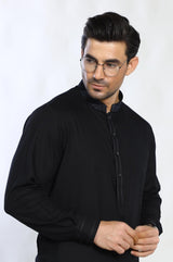 Black Blended Casual Shalwar Kameez For Men - Prime Point Store