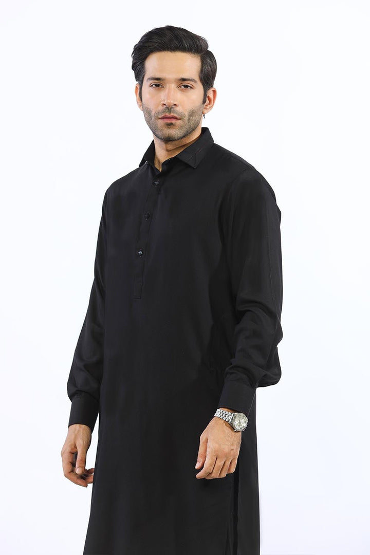 Black Blended Casual Shalwar Kameez For Men - Prime Point Store