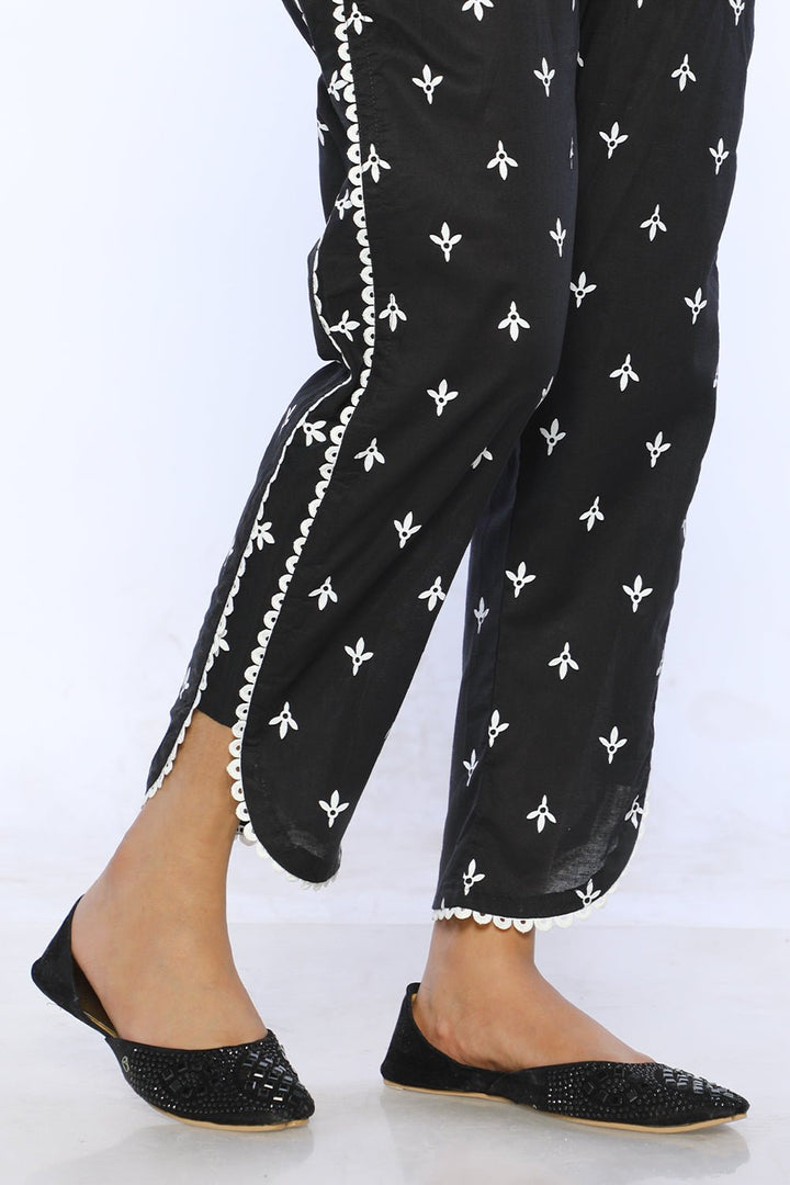 Black Cambric Printed Culottes - Prime Point Store