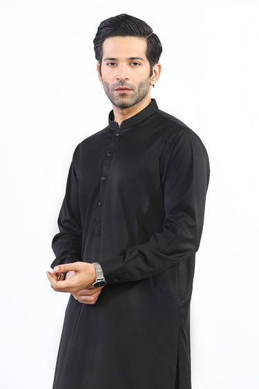 Black Cotton Mix Shalwar Kameez For Men - Prime Point Store