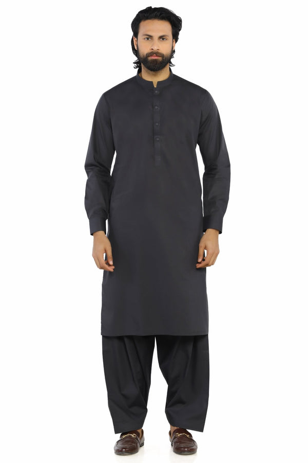 Black Cotton Shalwar Kameez For Men - Prime Point Store