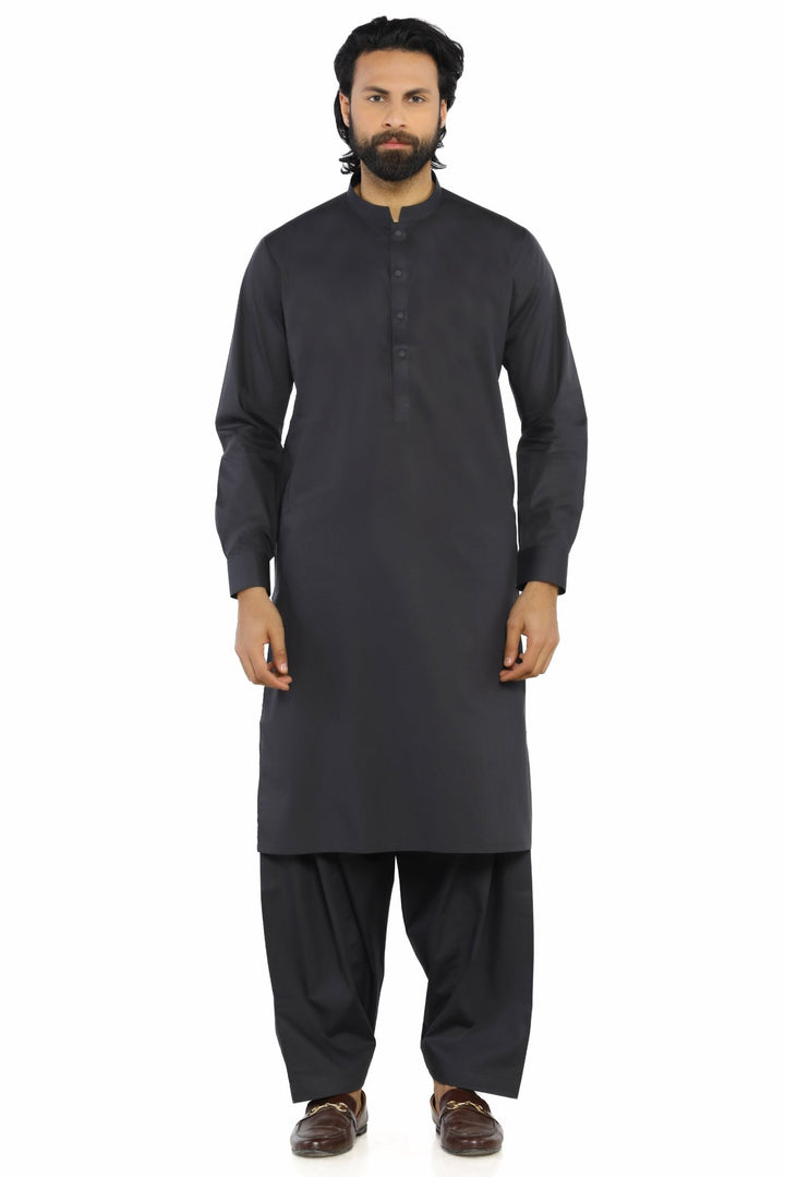 Black Cotton Shalwar Kameez For Men - Prime Point Store