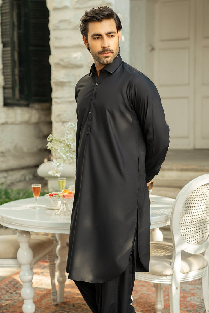 Black Fashion Wash & Wear Shalwar Kameez For Men - Prime Point Store