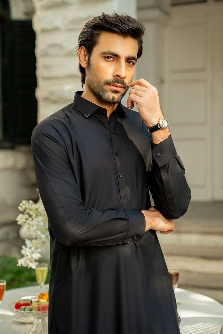 Black Fashion Wash & Wear Shalwar Kameez For Men - Prime Point Store