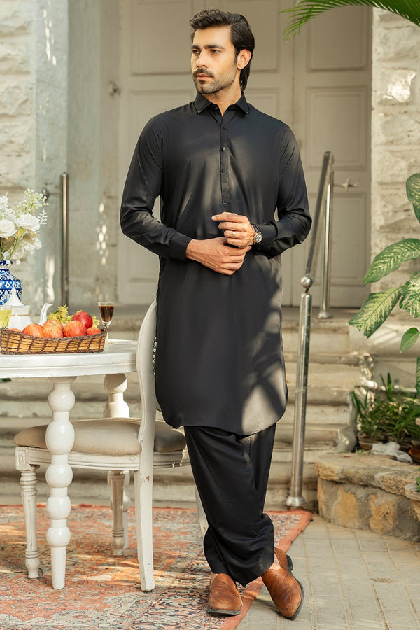 Black Fashion Wash & Wear Shalwar Kameez For Men - Prime Point Store