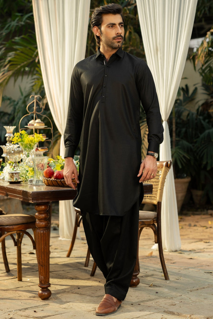 Black Fashion Wash & Wear Shalwar Kameez For Men - Prime Point Store