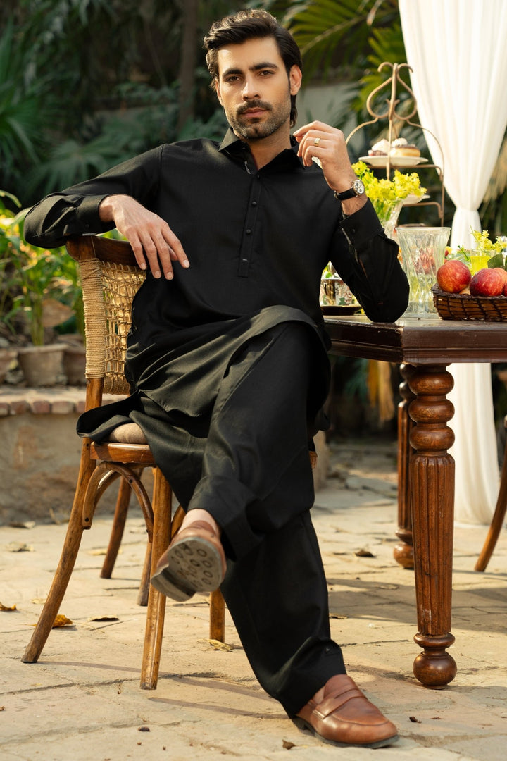 Black Fashion Wash & Wear Shalwar Kameez For Men - Prime Point Store