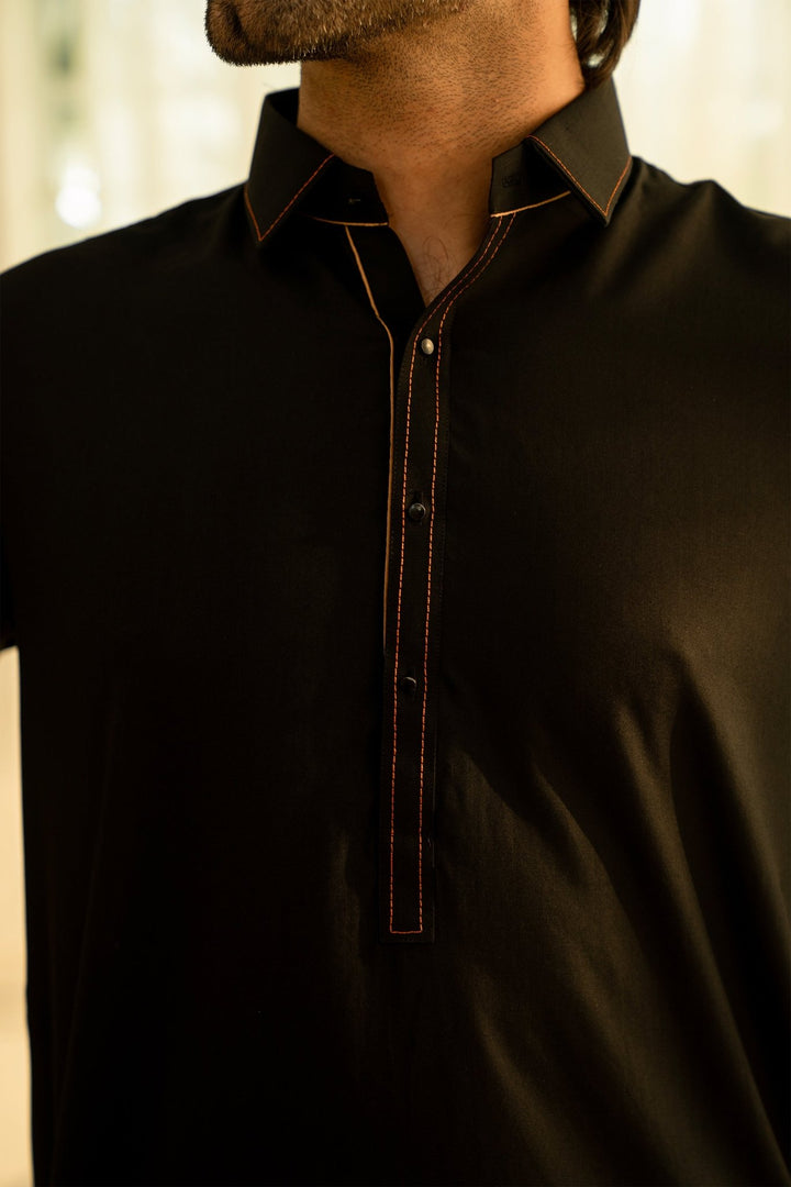 Black Fashion Wash & Wear Shalwar Kameez For Men - Prime Point Store