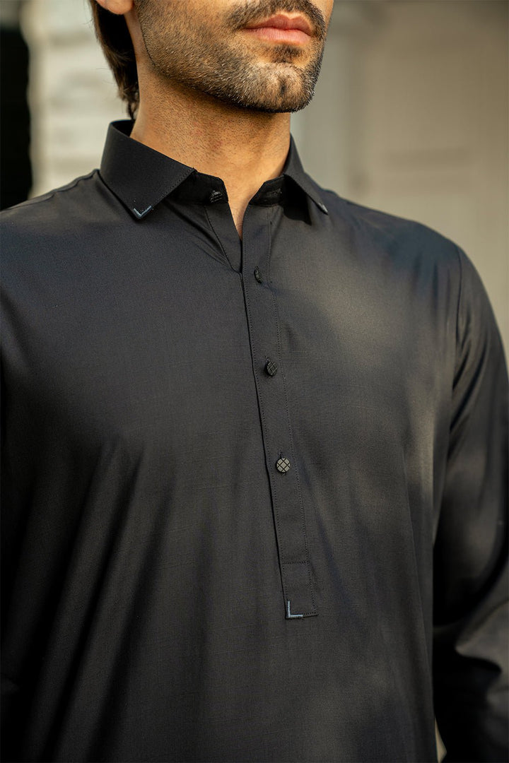 Black Fashion Wash & Wear Shalwar Kameez For Men - Prime Point Store