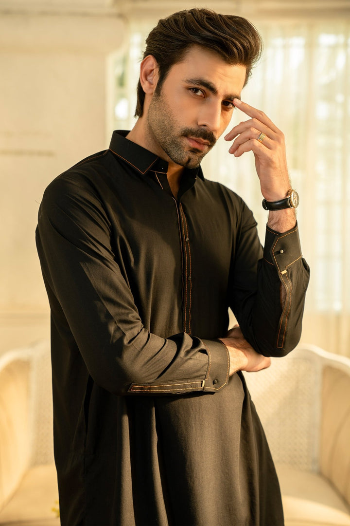 Black Fashion Wash & Wear Shalwar Kameez For Men - Prime Point Store