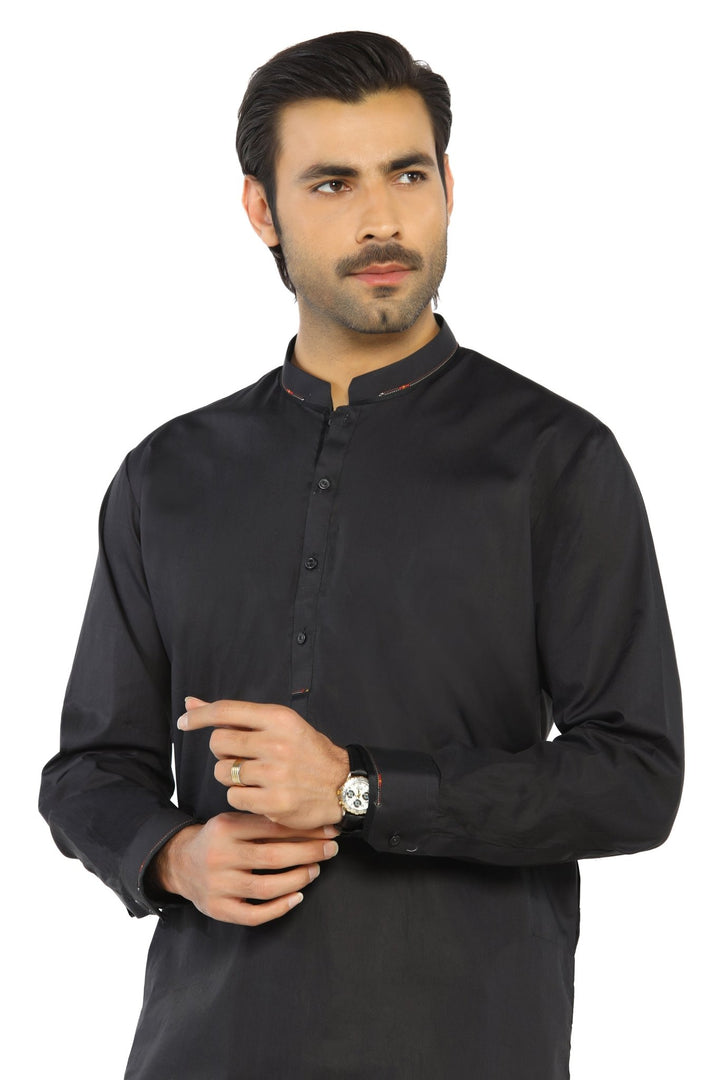 Black Fashion Wash & Wear Shalwar Kameez For Men - Prime Point Store