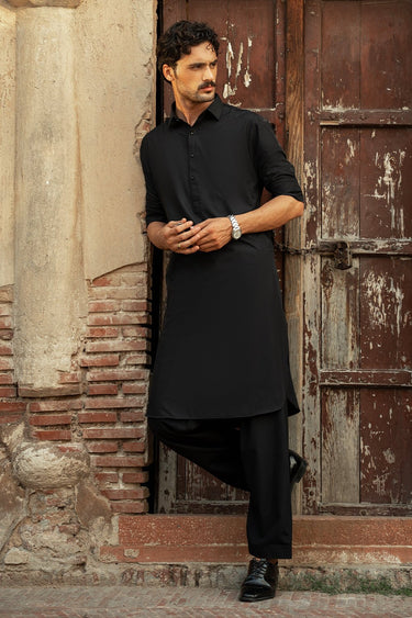 Black PV Shalwar Kameez For Men - Prime Point Store