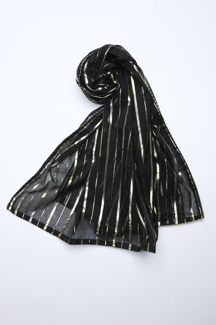 Black Raw Silk Stole - Prime Point Store