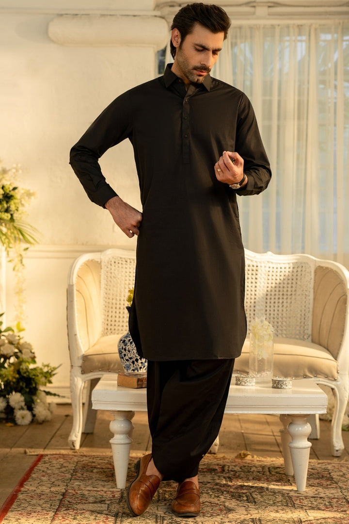 Black Wash & Wear Shalwar Kameez - Prime Point Store