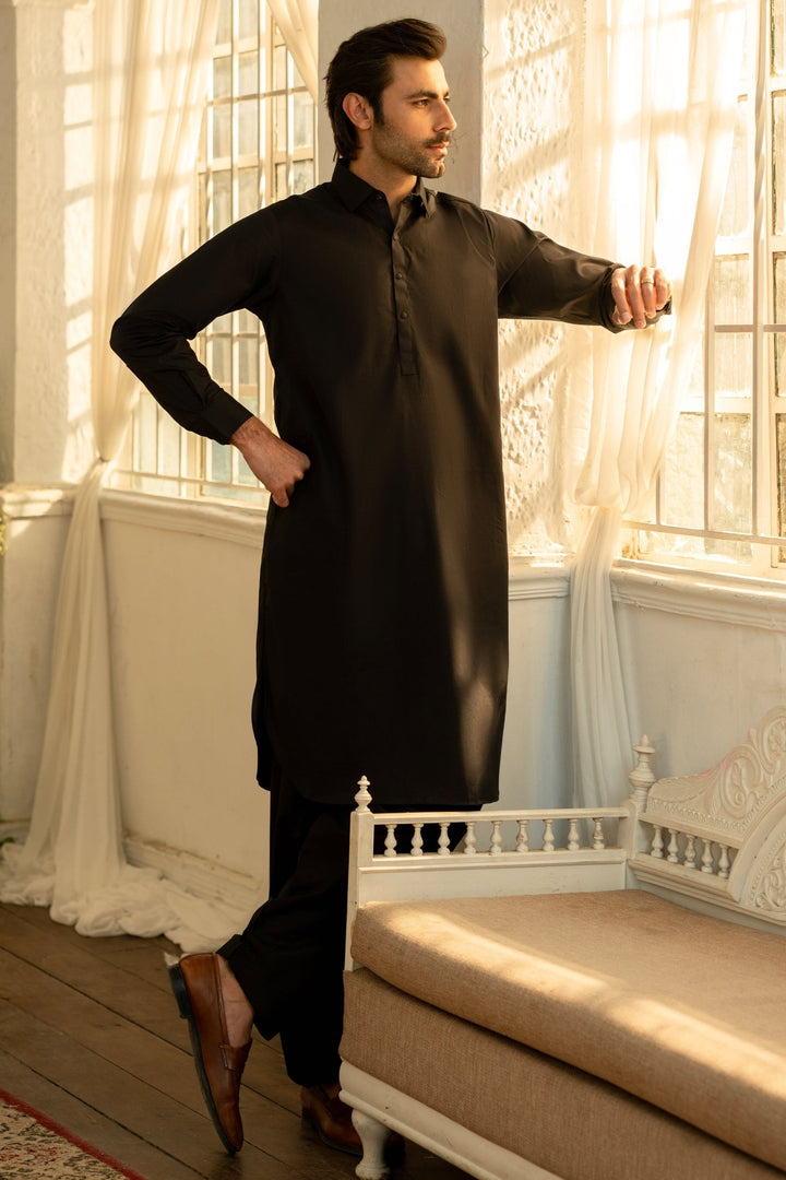 Black Wash & Wear Shalwar Kameez - Prime Point Store