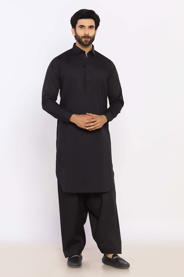 Black Wash & Wear Shalwar Kameez - Prime Point Store