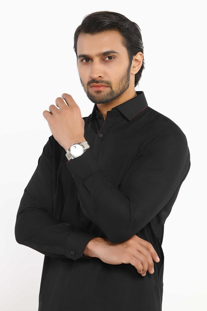 Black Wash & Wear Shalwar Kameez - Prime Point Store