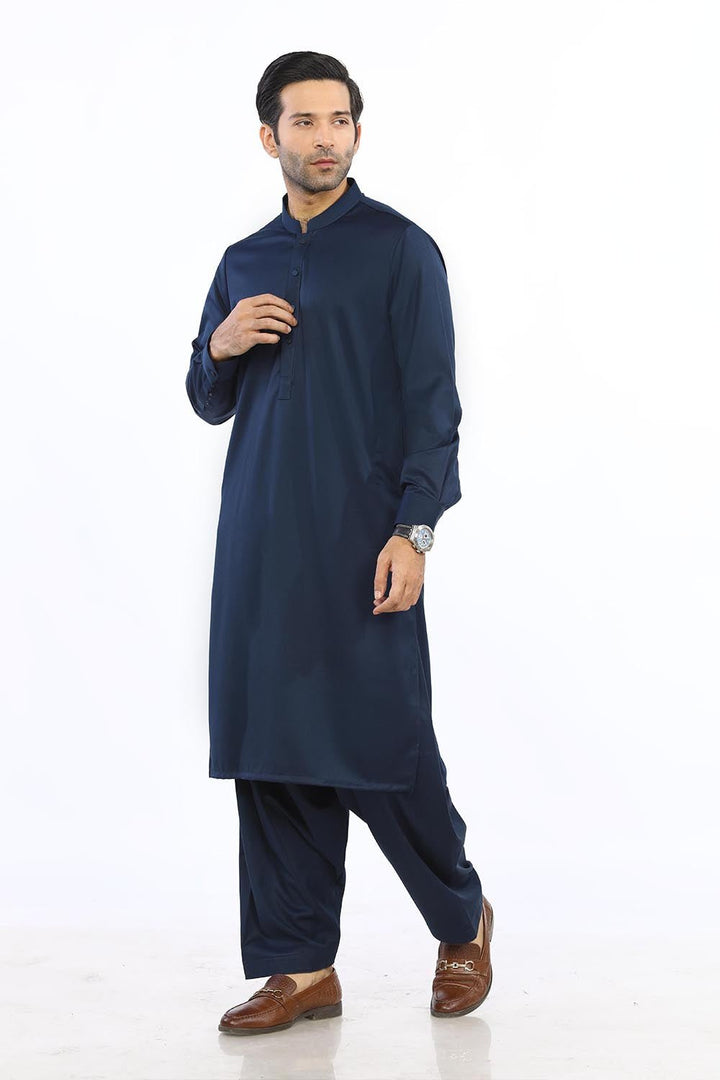 Blue Blended Casual Shalwar Kameez For Men - Prime Point Store