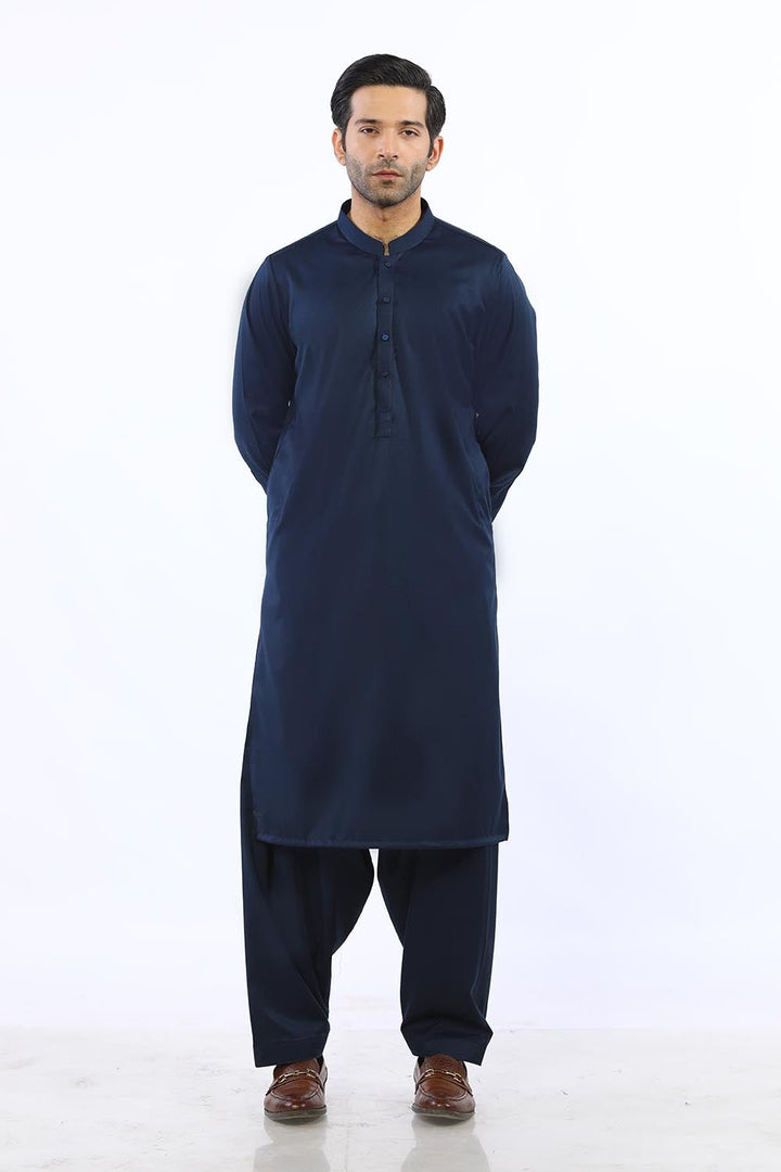 Blue Blended Casual Shalwar Kameez For Men - Prime Point Store