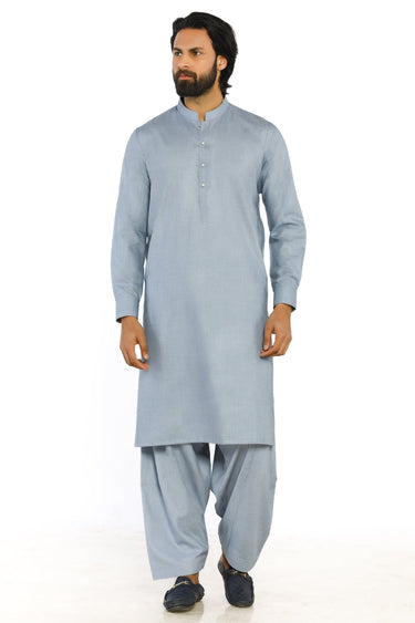 Blue Blended Men Kameez Shalwar - Prime Point Store