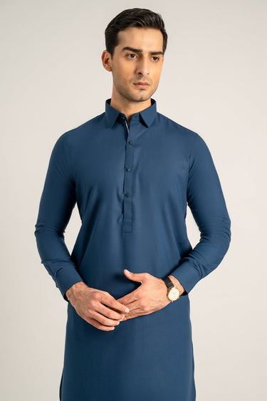 Blue Fashion Wash & Wear Shalwar Kameez For Men - Prime Point Store