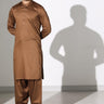 Brown Blended Casual Shalwar Kameez For Men - Prime Point Store