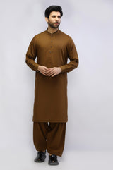 Brown Blended Casual Shalwar Kameez For Men - Prime Point Store