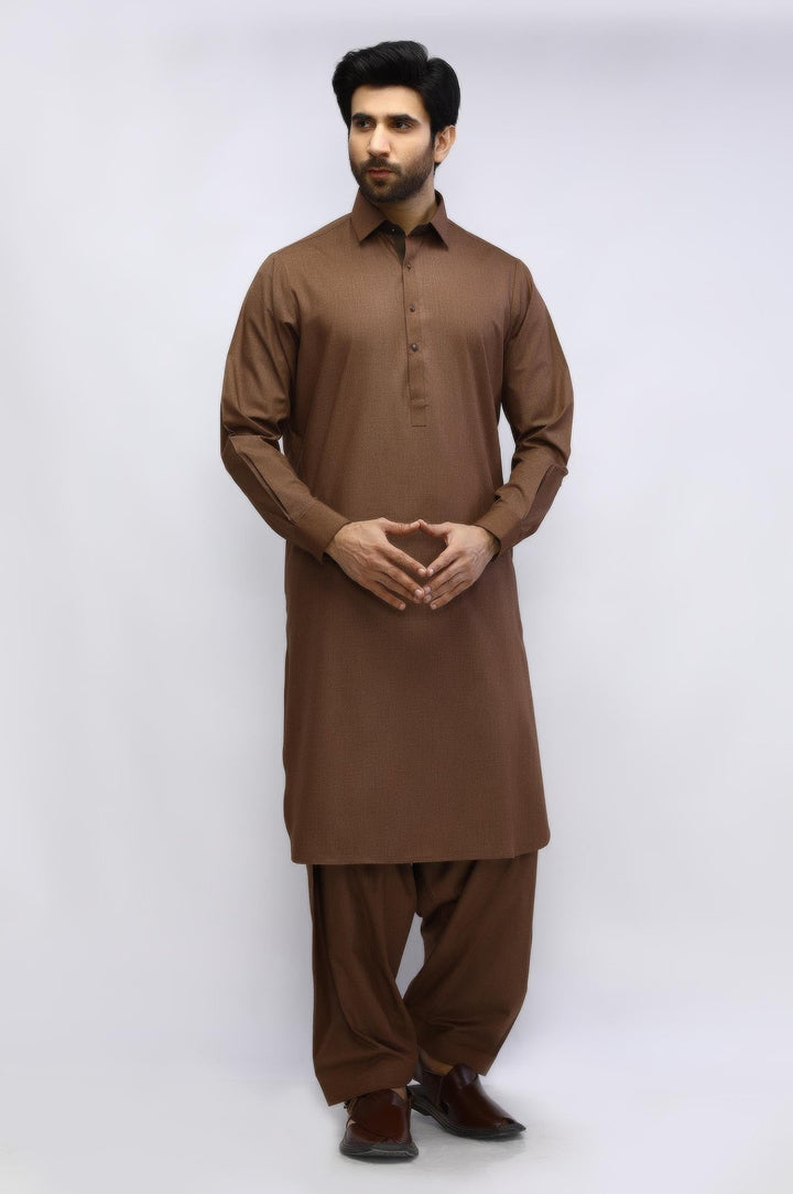 Brown Cotton Casual Shalwar Kameez For Men - Prime Point Store