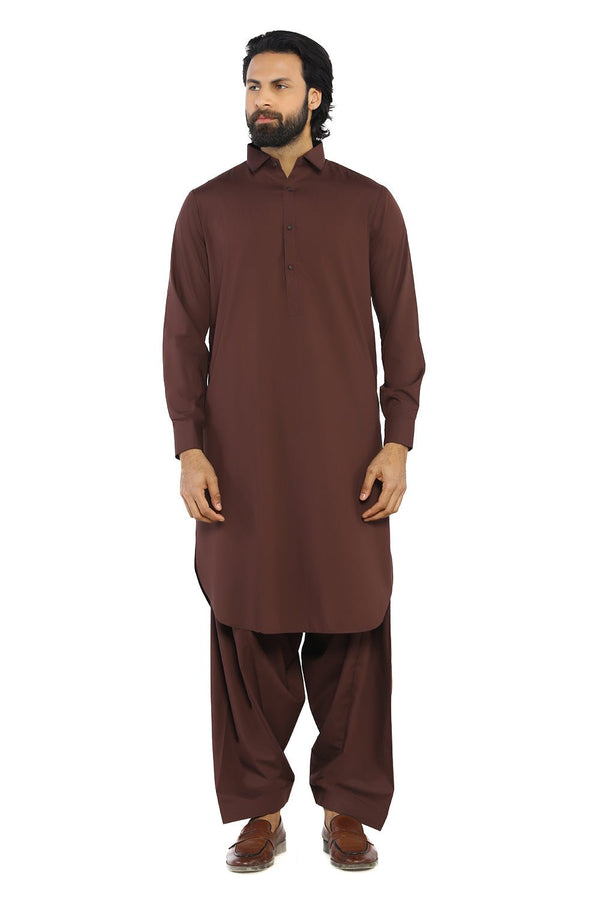 Brown Men Wash & Wear Shalwar Kameez - Prime Point Store