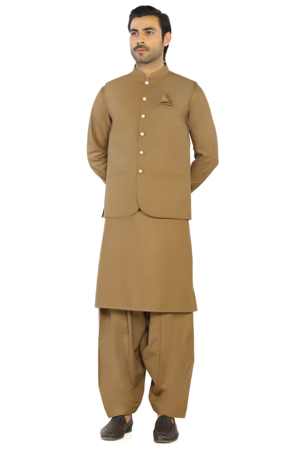 Brown Men Wash & Wear Shalwar Kameez - Prime Point Store