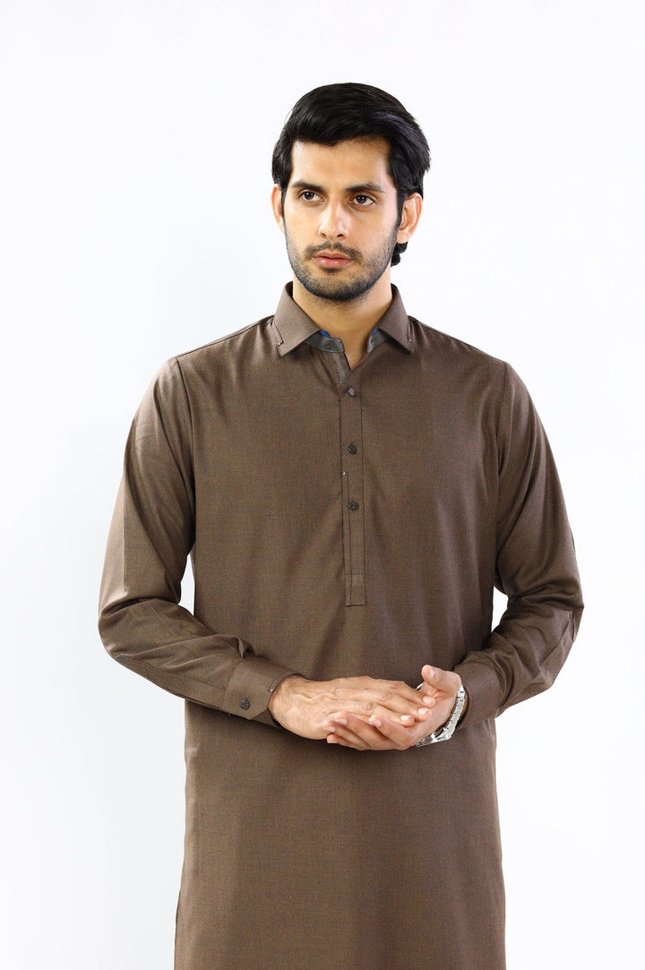 Brown Wash & Wear Casual Shalwar Kameez For Men - Prime Point Store