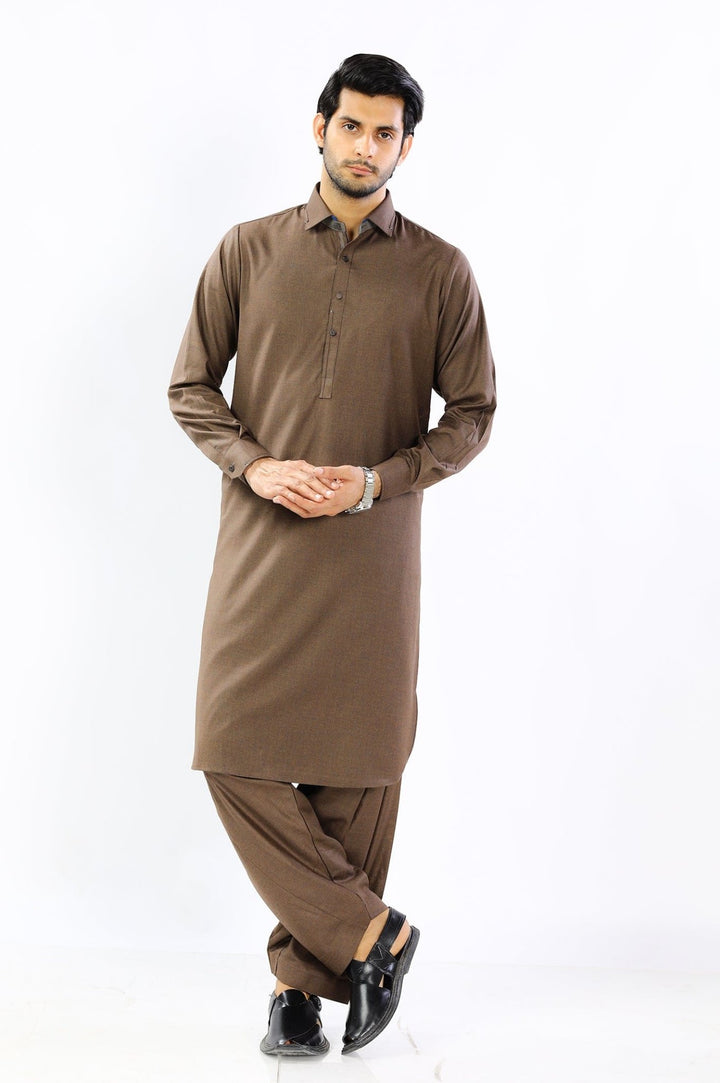 Brown Wash & Wear Casual Shalwar Kameez For Men - Prime Point Store