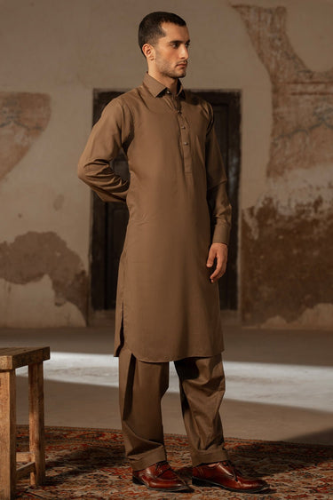 Brown Wash & Wear Shalwar Kameez For Men - Prime Point Store