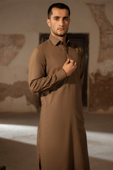 Brown Wash & Wear Shalwar Kameez For Men - Prime Point Store