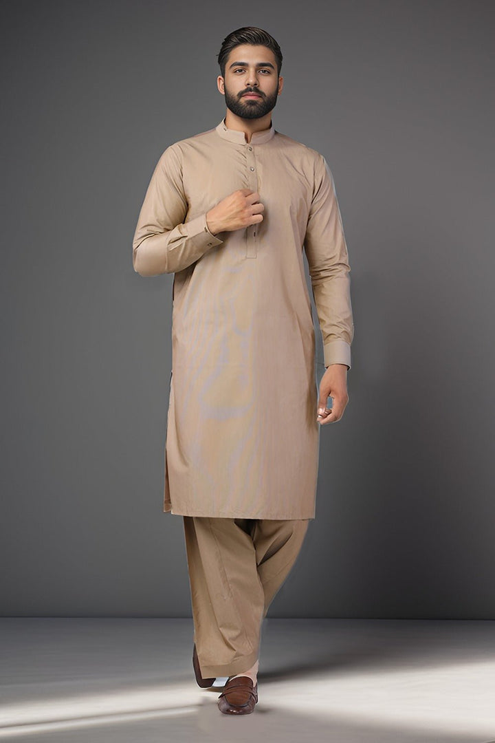 Camel Blended Casual Shalwar Kameez For Men - Prime Point Store