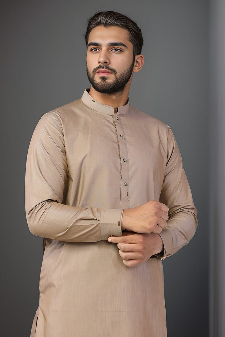 Camel Blended Casual Shalwar Kameez For Men - Prime Point Store