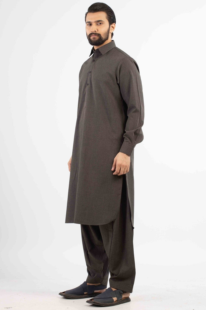 Charcoal Blended Casual Shalwar Kameez For Men - Prime Point Store