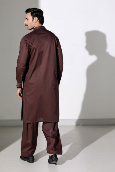 Choco Brown Blended Casual Shalwar Kameez For Men - Prime Point Store