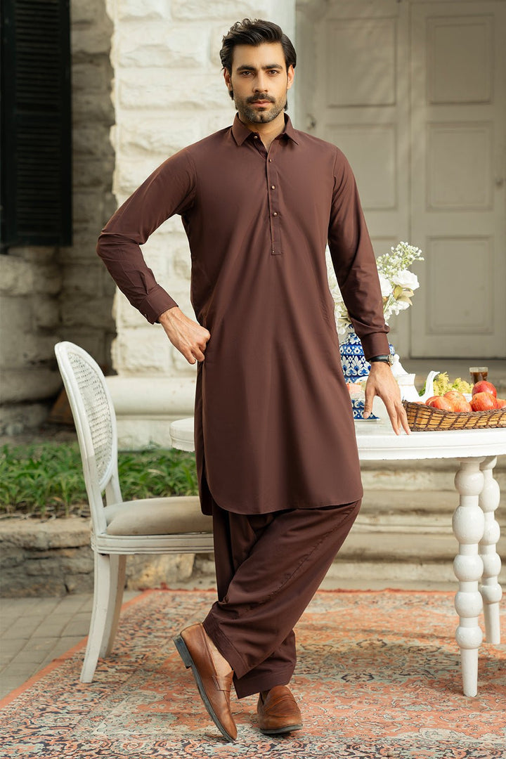 Chocolate Fashion Wash & Wear Shalwar Kameez For Men - Prime Point Store