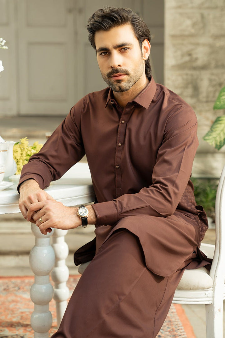 Chocolate Fashion Wash & Wear Shalwar Kameez For Men - Prime Point Store