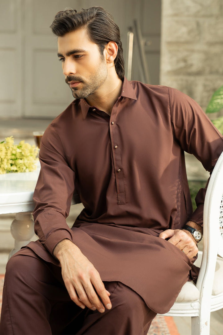 Chocolate Fashion Wash & Wear Shalwar Kameez For Men - Prime Point Store