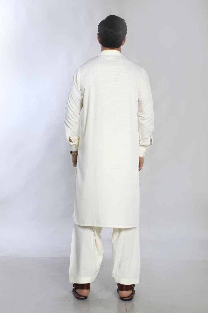 Cream Blended Casual Shalwar Kameez For Men - Prime Point Store