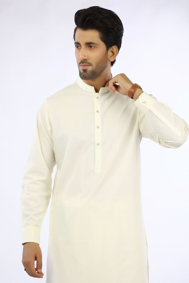 Cream Blended Casual Shalwar Kameez For Men - Prime Point Store