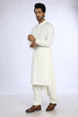 Cream Blended Casual Shalwar Kameez For Men - Prime Point Store
