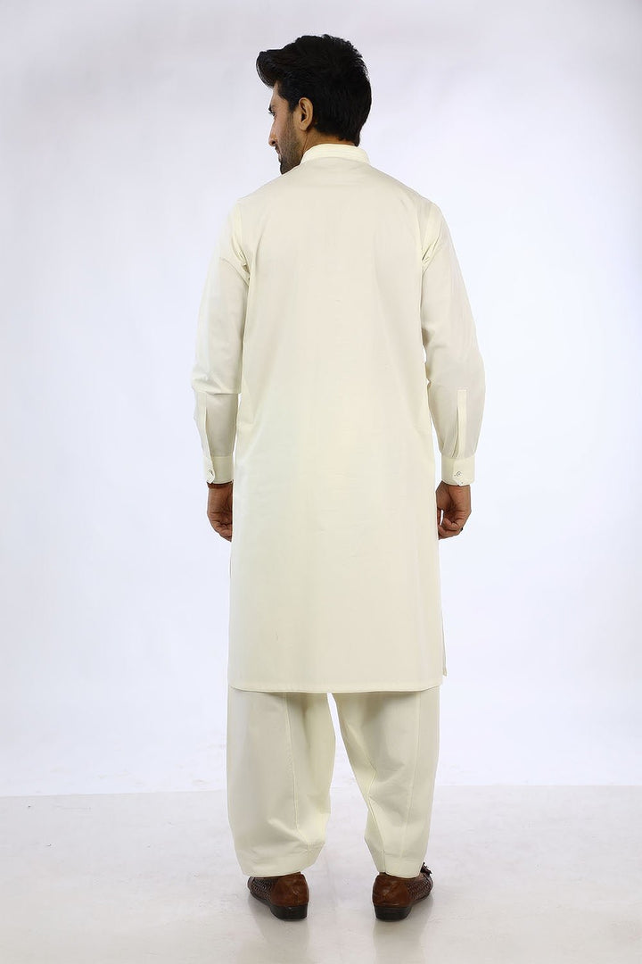 Cream Blended Casual Shalwar Kameez For Men - Prime Point Store