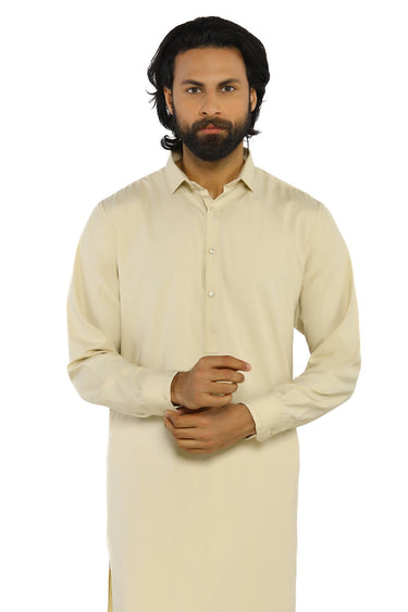 Cream Fashion Wash & Wear Shalwar Kameez For Men - Prime Point Store