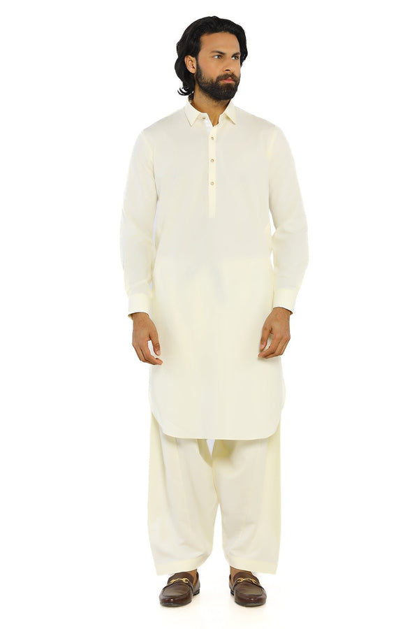 Cream Wash & Wear Men Shalwar Kameez - Prime Point Store