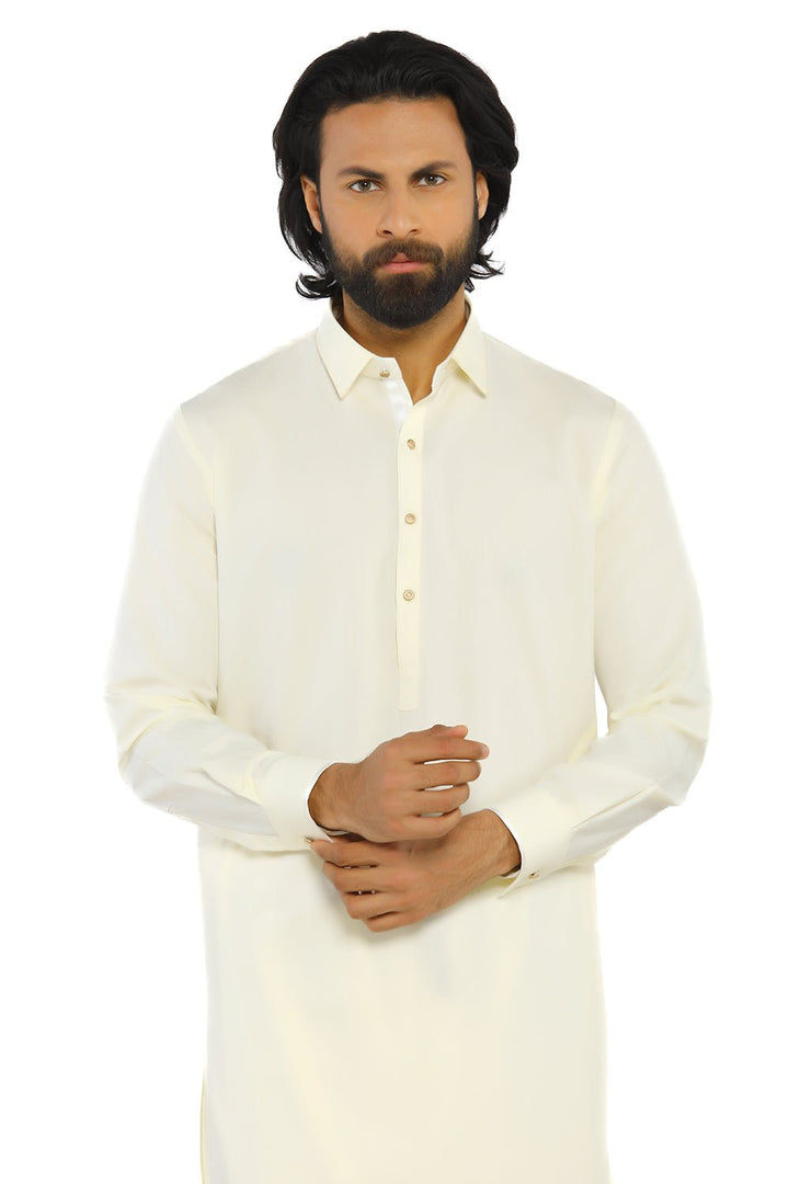 Cream Wash & Wear Men Shalwar Kameez - Prime Point Store