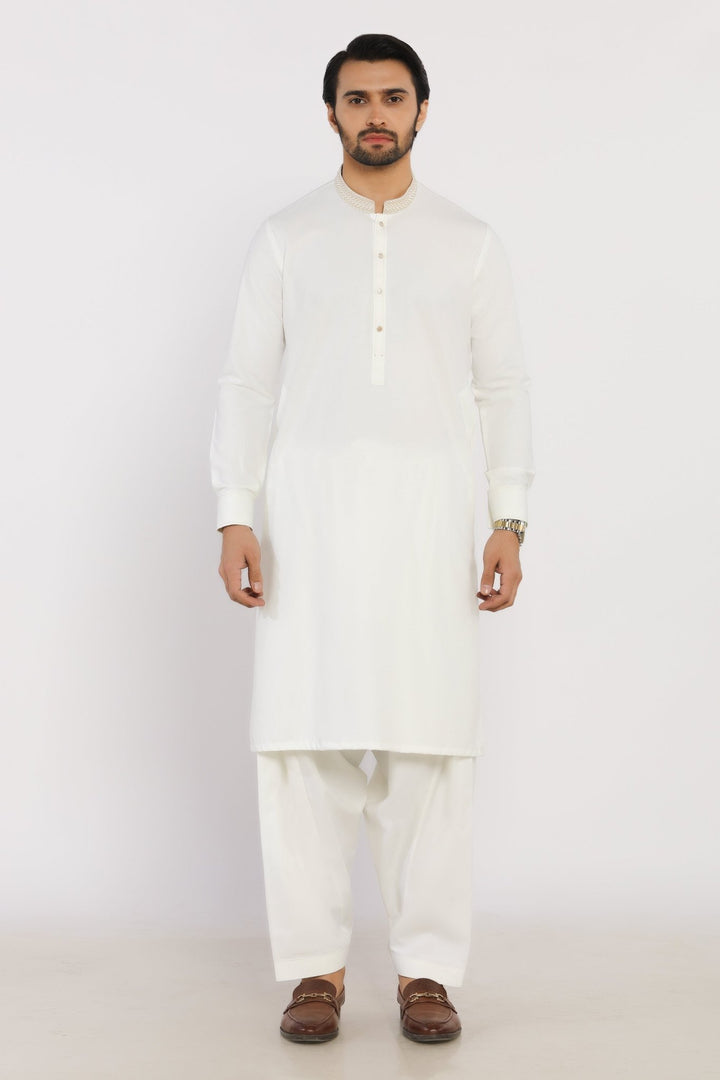 Cream Wash & Wear Shalwar Kameez - Prime Point Store