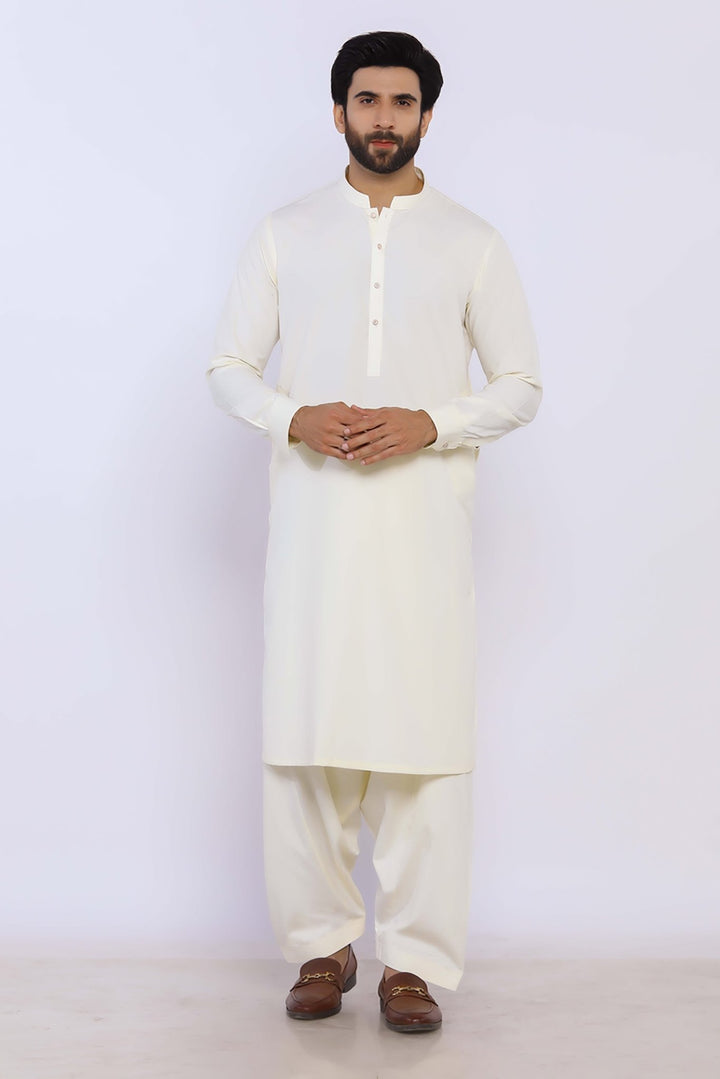 Cream Wash & Wear Shalwar Kameez - Prime Point Store